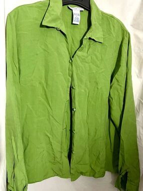Anna and Frank Lime Green Silk Blouse